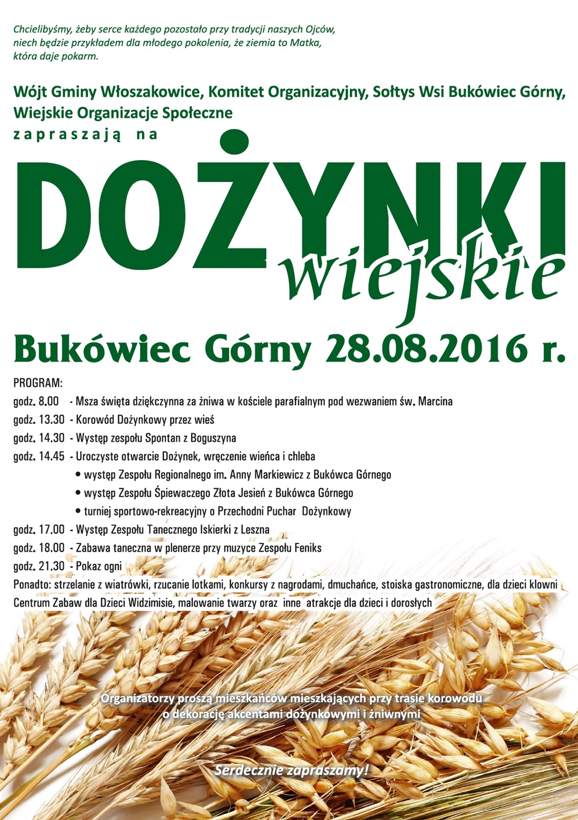 Dożynki 2016 - zaproszenie