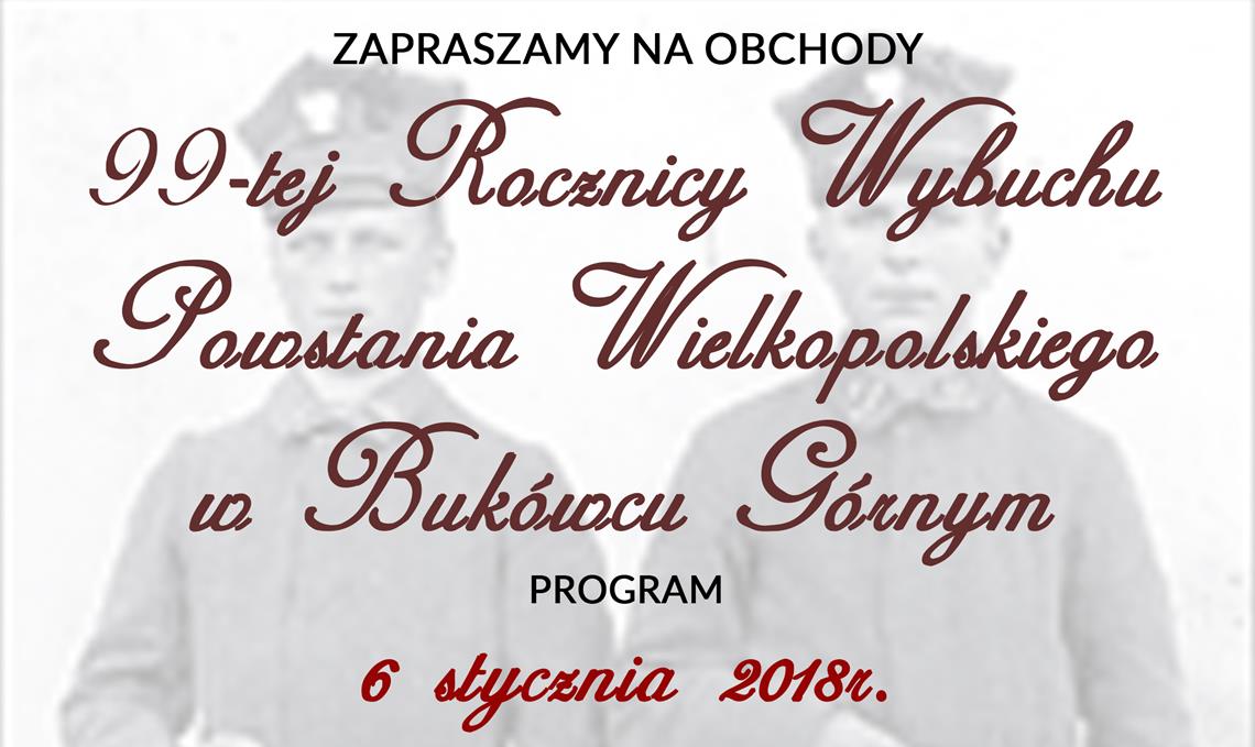 99-ta Rocznica Wybuchu Powstania Wielkopolskiego - zaproszenie