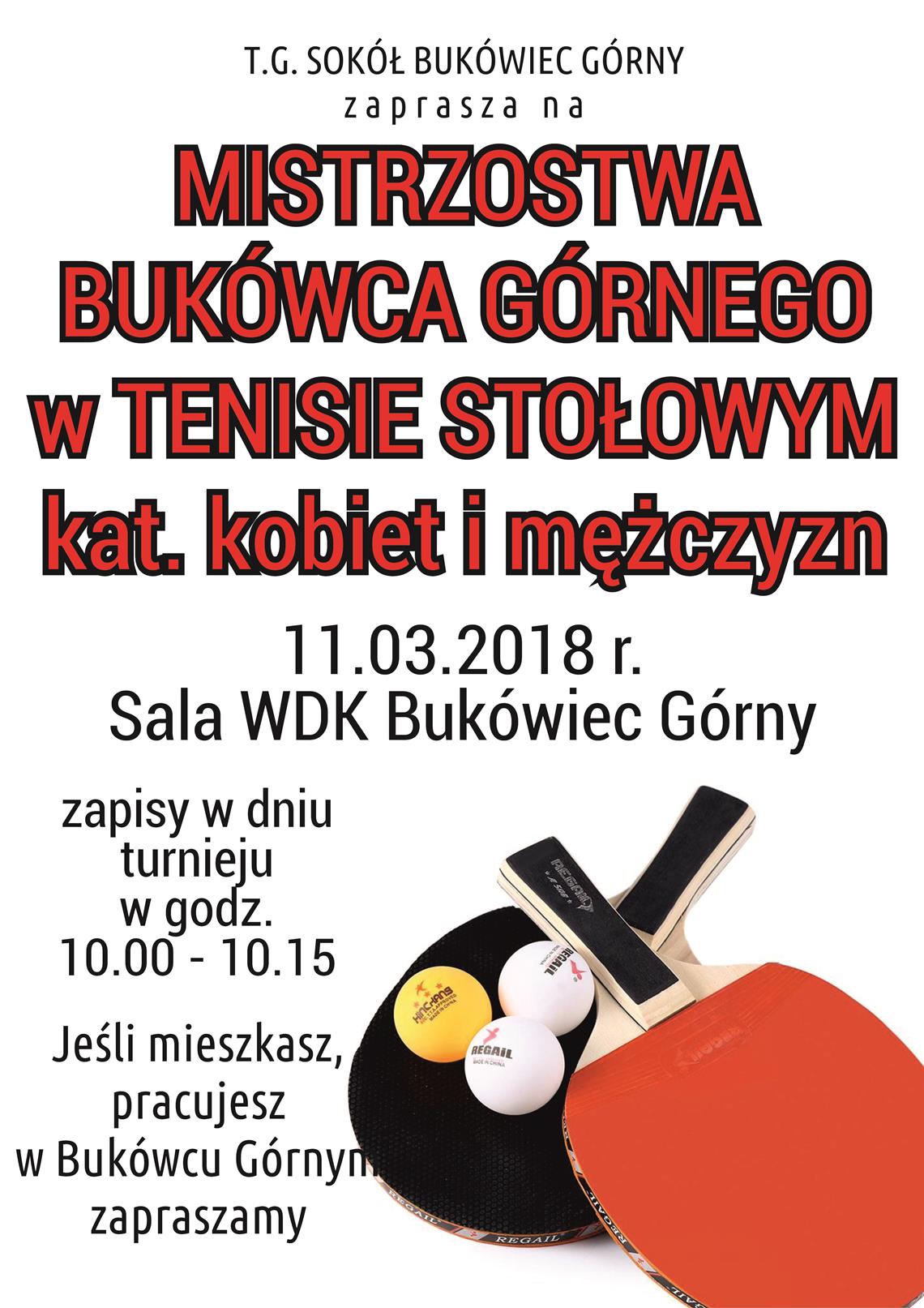 Mistrzostwa Bukówca w Tenisie Stołowym 2018