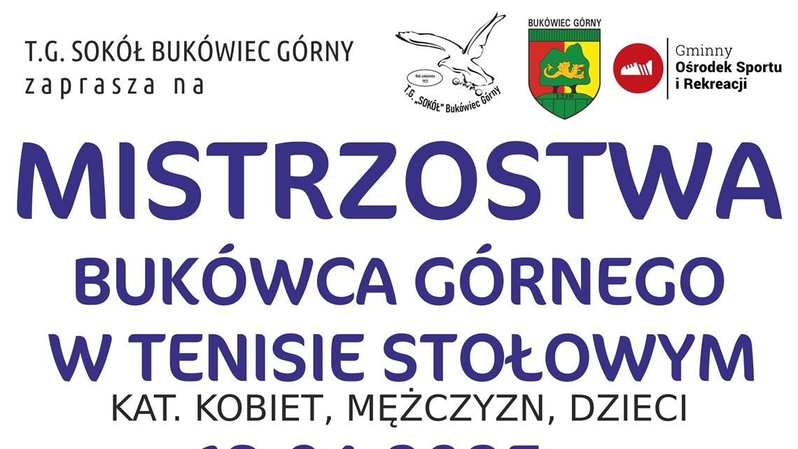 Mistrzostwa Bukówca w Tenisie Stołowym 2025 - info